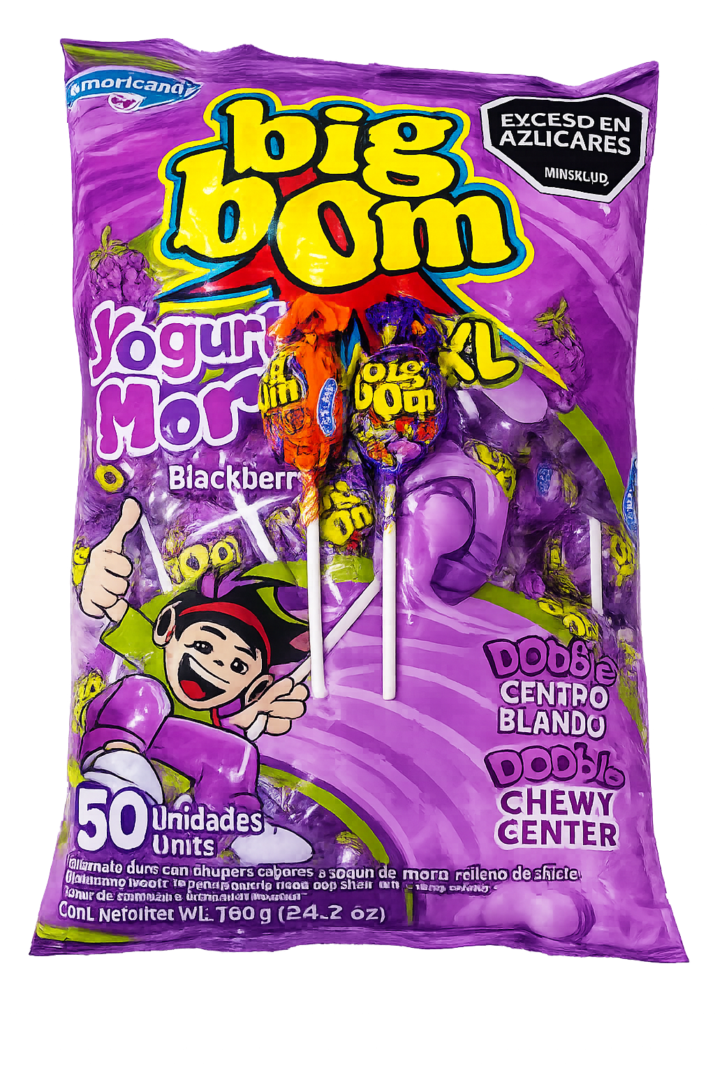 PROMOCIÓN DE BIGBOM XXL SABOR YOGURT MORA BOLSA x 48 UND