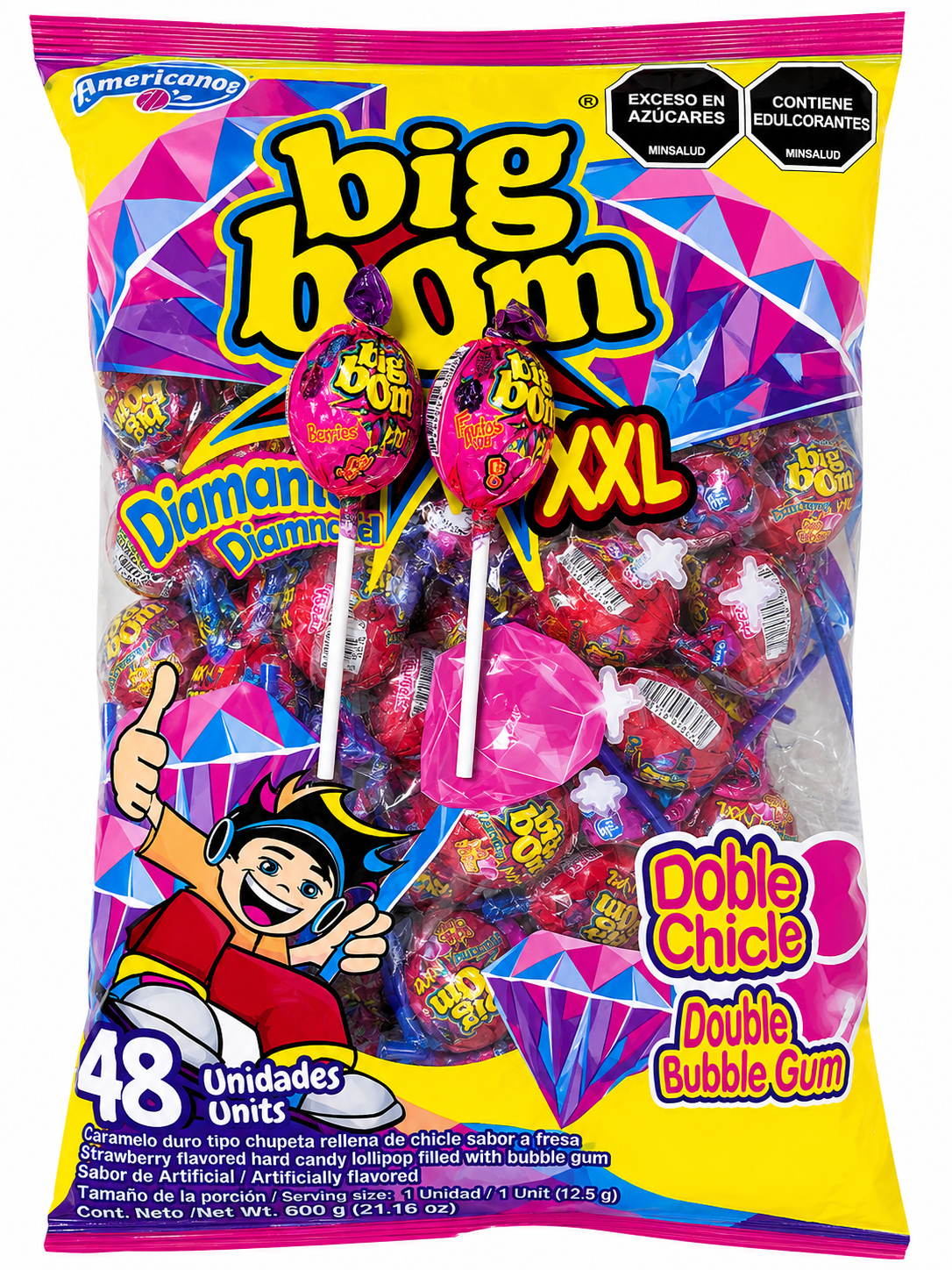 PROMOCIÓN DE BIGBOM XXL DIAMANTE FRESA  x 48 UND